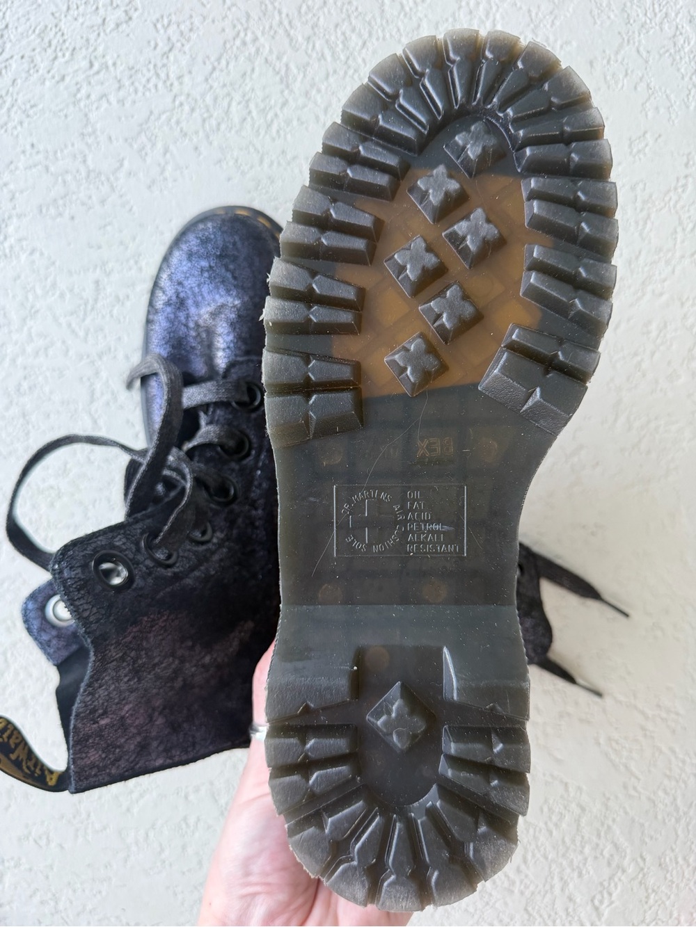 Dr. Martens Molly Platform Boots in Black Iridescent Crackle Leather Finish - Picture 3 of 6